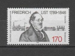 1989 Almanya Siyasetçi Friedrich List'in Doğumunun 200. Yıldönümü Tam Seri MNH