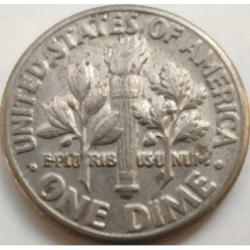 ABD 1 Dime (10 Cent) 1984-D - Roosevelt & Meşale Temalı - Denver Darphanesi - Koleksiyonluk Para
