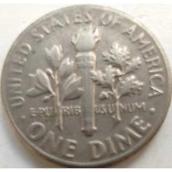 ABD 1 Dime (10 Cent) 1966 - Roosevelt & Meşale Temalı - Gümüş Sonrası Erken Dönem - Koleksiyonluk Para