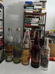 Tekel Yeni Rakı, Nutuk Şarabı, Altın Başak Birası, Tekel Cin ve Kulüp Rakısı şişeleri 5'li koleksiyon