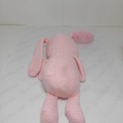 Happy Easter Örgü Dokulu Pembe Tavşan