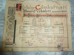 BALIKESİR EDREMİT TAM DERSLİ CUMHRİYET İLK MEKTEBİ İLK TAHSİLİ BİTİRME ŞEHADETNAMESİ ZÜBEYDE HANIM 1930 YILI+ÜCRETSİZ KARGO