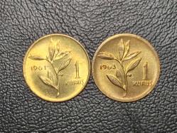 1961-1963 YILLARINA  AİT 1 KURUŞ  ÇİL TCM 1217