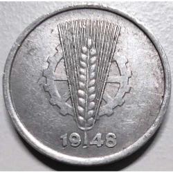 Doğu Almanya 1 Pfennig 1948 - Sovyet İşgal Bölgesi - Nadir İlk Emisyon - Koleksiyonluk Tarihi Para