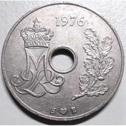 Danimarka 25 Öre 1976 - Kraliçe II. Margrethe Monogramlı - Bakır-Nikel Klasik - Koleksiyonluk Para