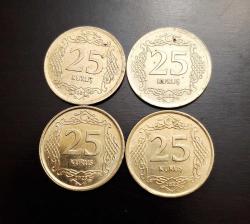 716// 25 Kuruş Sarı renkli (2023) Çil altı 4 adet