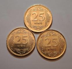 719// 25 Kuruş Altın sarısı Çil (2023) 3'lü set