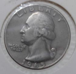 1965 AMERİKA QUARTER (ÇEYREK) DOLLAR GEORGE WASHİNGTON(ABD'NİN 1.BAŞKANI) FİGÜRLÜ ORİJİNAL MADENİ PARASI 2WW1AA1 NADİRDİR