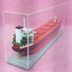 PLEKSİGLAS MUHAFAZALI , EL YAPIMI AHŞAP KURU YÜK GEMİSİ MAKET MODEL