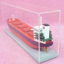PLEKSİGLAS MUHAFAZALI , EL YAPIMI AHŞAP KURU YÜK GEMİSİ MAKET MODEL