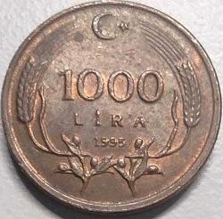 Türkiye 1995 1000 Lira - Atatürk Portreli - Koleksiyonluk Madeni Para