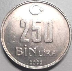 Türkiye 2002 250 Bin Lira - Atatürk Portreli - Koleksiyonluk Madeni Para