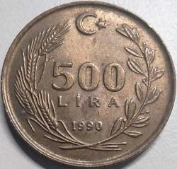 Türkiye 1990 500 Lira - Atatürk Portreli - Koleksiyonluk Madeni Para