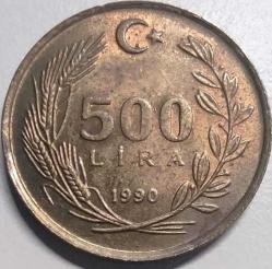 Türkiye 1990 500 Lira - Atatürk Portreli - Koleksiyonluk Madeni Para