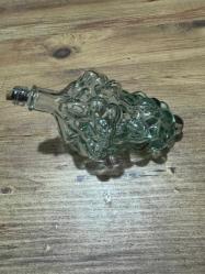 Vintage Yatay Formlu Cam Üzüm Şişe - Dekoratif Sunumluk 19 cm