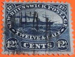 LOT.4 » New Brunswick Kanada 1860 - 12.5 cent Buharlı Posta Gemisi- cok nadir damgalı katalog değeri 2500 tl