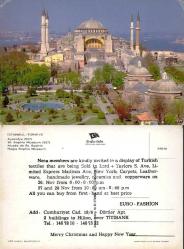 Ayasofya Kartpostal Şehir Kartpostalı  Keskin Color 34/130 Köşeler HALİYLE ezik EURO Fashion Reklamlı İngilizce Yazılı Davetiye ve Yeni yıl Dilekleri