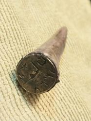 PİRİNÇ MÜHÜR, Kemik Saplı,  Osmanlıca H.1328, M.1912 Tarihli Koleksiyonluk Farklı Bir Mühür..