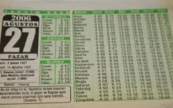 27 Ağustos 2006-Orijinal Takvim Yaprağı-Doğum Günü-Söz,Nişan,Nikâh,Düğün ve Önemli Günler Hediyesi-Bizim Anadolu Takvimleri-Ayet(İbrahim:1)-I. Kosova Zaferi(1389)-Behlül,Havva-İslam'ın En Parlak Şiarı Namazdır-Damlacık