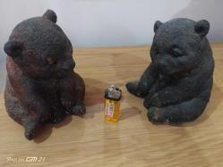 Ayı ailesi, obje, 2 adet. El boyamadır.