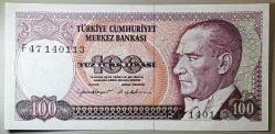7. Emisyon 100 Türk Lirası F47 140113 Çilaltı Kondisyonda Koleksiyonluk Eski Para