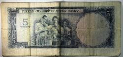 5.Emisyon 1.Tertip 5 Türk Lirası Seri D17 Temiz Naturel Kondisyonda Koleksiyonluk Eski Para