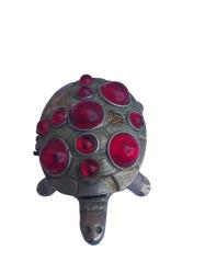 vintage pirinç kaplumbağa takı kutusu