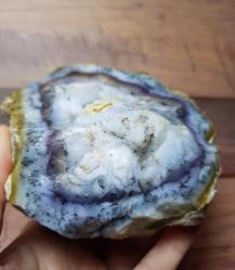 Büyük Dallı Sarı Opal Jeod, Mavi Druzy Çekirdekli | Doğal Jeod Kesiti | Sezgi, İçgörü - Ağırlık: 1035g - Benzersiz Koleksiyonluk Nadir Parça Kütle