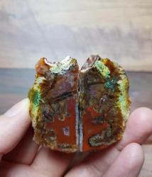 Kırmızı Bantlı Çubuk Akik Çifti • Akik Dilimleri • Doğal Desenli Taş • Topraklama ve Canlılık Kristali - Ağırlık: 60g - Benzersiz Koleksiyonluk