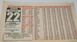 22 Eylül 2006-Orijinal Takvim Yaprağı-Doğum Günü-Söz,Nişan,Nikâh,Düğün ve Önemli Günler Hediyesi-Bizim Anadolu Takvimleri-Ayet(Bakara Suresi:43)-İran-Irak Savaşı başladı-Fahreddin,Muazzez-Esma'ul-Hüsna