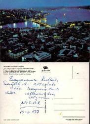 Haliç Eminönü Karaköy Gece Görünüm Kartpostal Şehir Kartpostalı Keskin Color 51 Az Çıkar