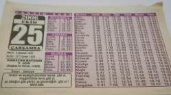 25 Ekim 2006-Orijinal Takvim Yaprağı-Doğum Günü-Söz,Nişan,Nikâh,Düğün ve Önemli Günler Hediyesi-Bizim Anadolu Takvimleri-Ayet(Mevlana)-Ramazan Bayramı 3.Gün-İhsan,Safiyye-Dokunuş