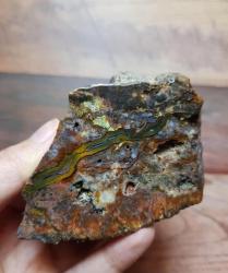 Sarı ve Yeşil Bantlı Tüy Akik Çifti • Doğal Mini Jeodlar • Büyüme ve Dünya Enerjisi - Ağırlık: 264g -  Benzersiz Koleksiyonluk Nadir Parça Kütle