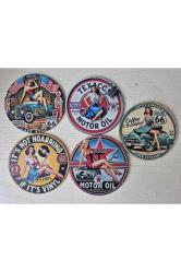 5 Adet Ahşap Bardak Altlığı Araba Temalı. Sıcak ve soğuk dayanıklı