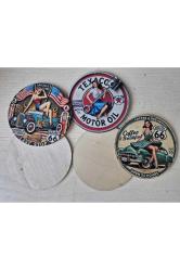 5 Adet Ahşap Bardak Altlığı Araba Temalı. Sıcak ve soğuk dayanıklı