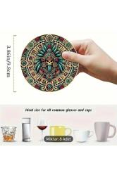 8 Adet Ahşap Bardak Altlığı Aztek Mayalar Temalı. Sıcak ve soğuk dayanıklı.; Kaydırma