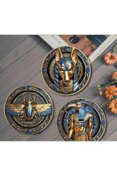 8 Adet Ahşap Bardak Altlığı Antik Mısır Temalı. Sıcak ve soğuk dayanıklı.; Kaydırmaz