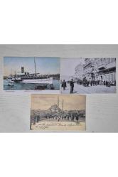 3 Adet Baskı Kartpostal Osmanlı. Haydarpaşa, Eminönü ve İzmir kartpostal