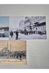 3 Adet Baskı Kartpostal Osmanlı. Haydarpaşa, Eminönü ve İzmir kartpostal