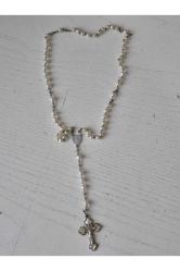 Hristiyan İnci Beyaz Haç Bileklik 30cm İthal.; Orijinal dönemine ait kilise çıkması