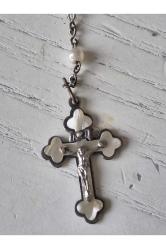 Hristiyan İnci Beyaz Haç Bileklik 30cm İthal.; Orijinal dönemine ait kilise çıkması