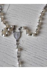 Hristiyan İnci Beyaz Haç Bileklik 30cm İthal.; Orijinal dönemine ait kilise çıkması