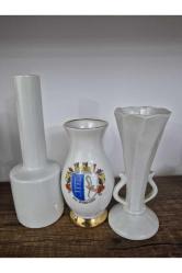3 Adet Porselen Vazo Antika. 10 12 ve 15cm boyunda. Bir tanesi Bavaria damgalı
