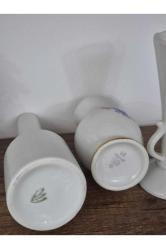 3 Adet Porselen Vazo Antika. 10 12 ve 15cm boyunda. Bir tanesi Bavaria damgalı