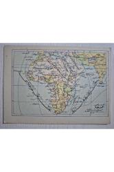 14x10 Osmanlıca Afrika Haritası. Orijinal dönemine ait. Kitap çıkması temiz durumda.