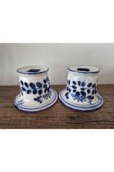 Porselen Çiçek Desenli Șamdan 2 Adet orijinal ithal Her biri 4cm