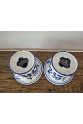 Porselen Çiçek Desenli Șamdan 2 Adet orijinal ithal Her biri 4cm