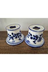 Porselen Çiçek Desenli Șamdan 2 Adet orijinal ithal Her biri 4cm