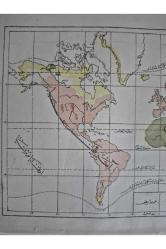 Osmanlıca Dünya Haritası 15x22cm. Orijinal dönemine ait Osmanlı