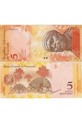 VENEZUELA 5 BOLİVAR 20 MART 2007. ARMADİLLO TEMALI. ÇİL KONDİSYON.
